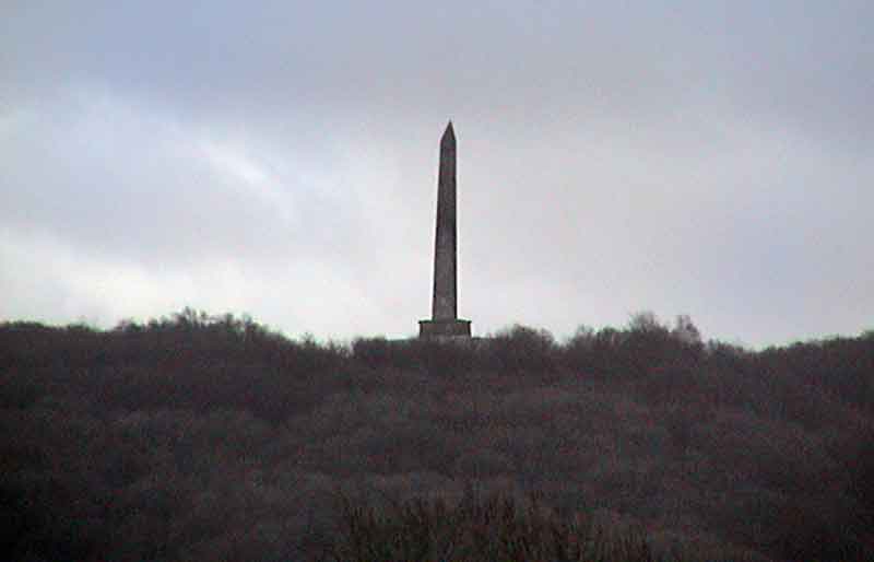 The monument on a cloudy day as seen from the M5 motorway.